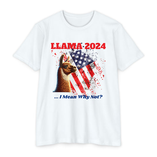 Llama 2024 Election Tee - Hilarious Unisex CVC Jersey Shirt for Political Humor